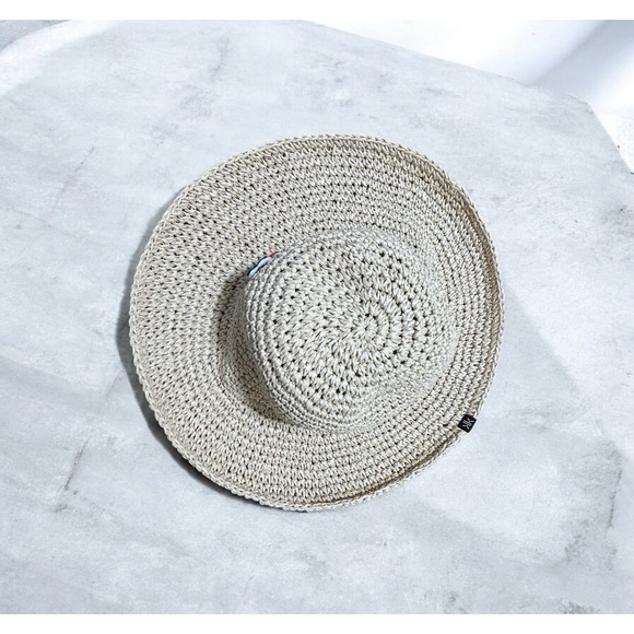 Krimson Klover Wide Brim Crochet Straw Hat Paper Sun Hat with Embroidered Hearts main image 9